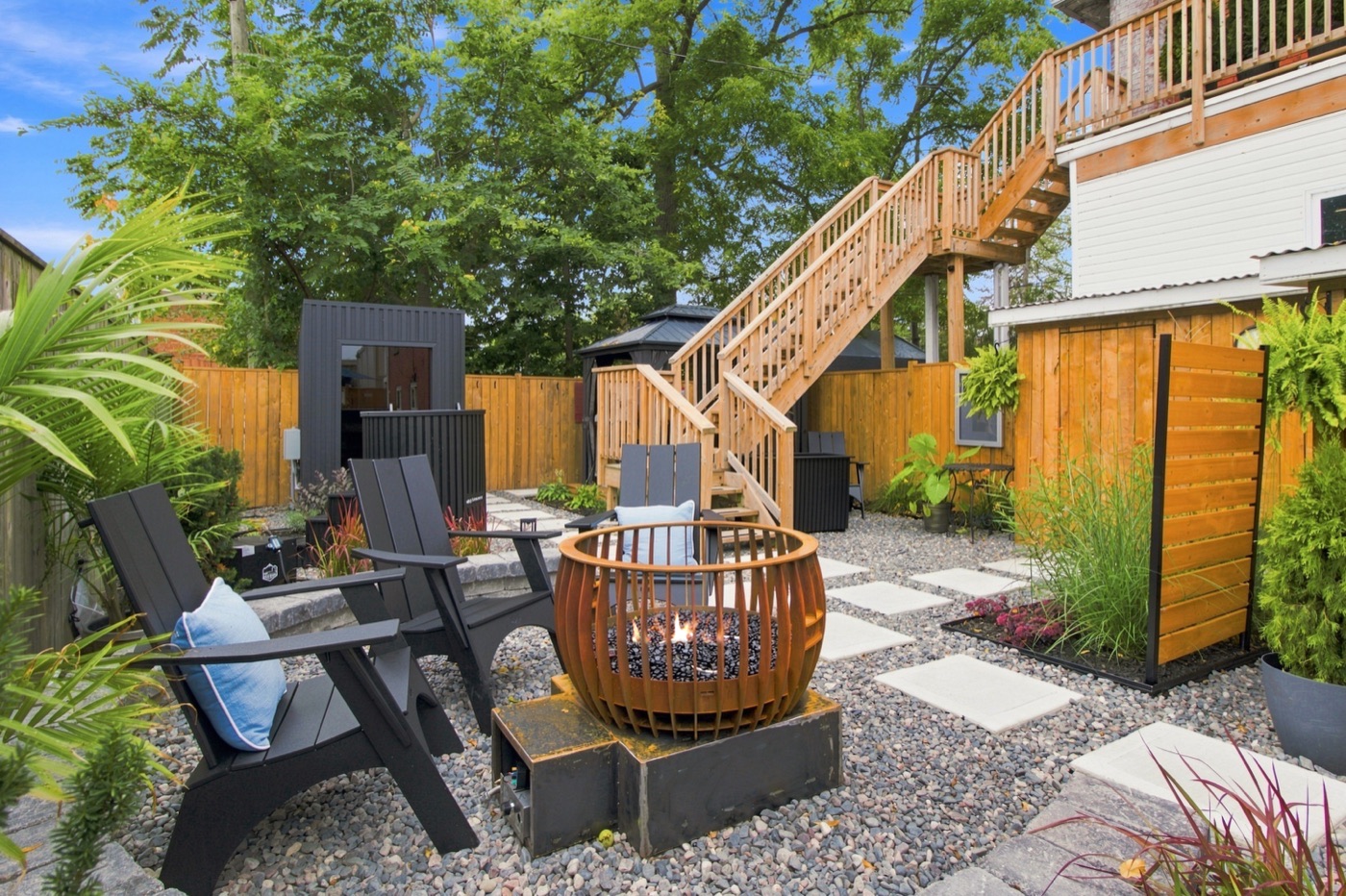 The fire lounge and garden seating